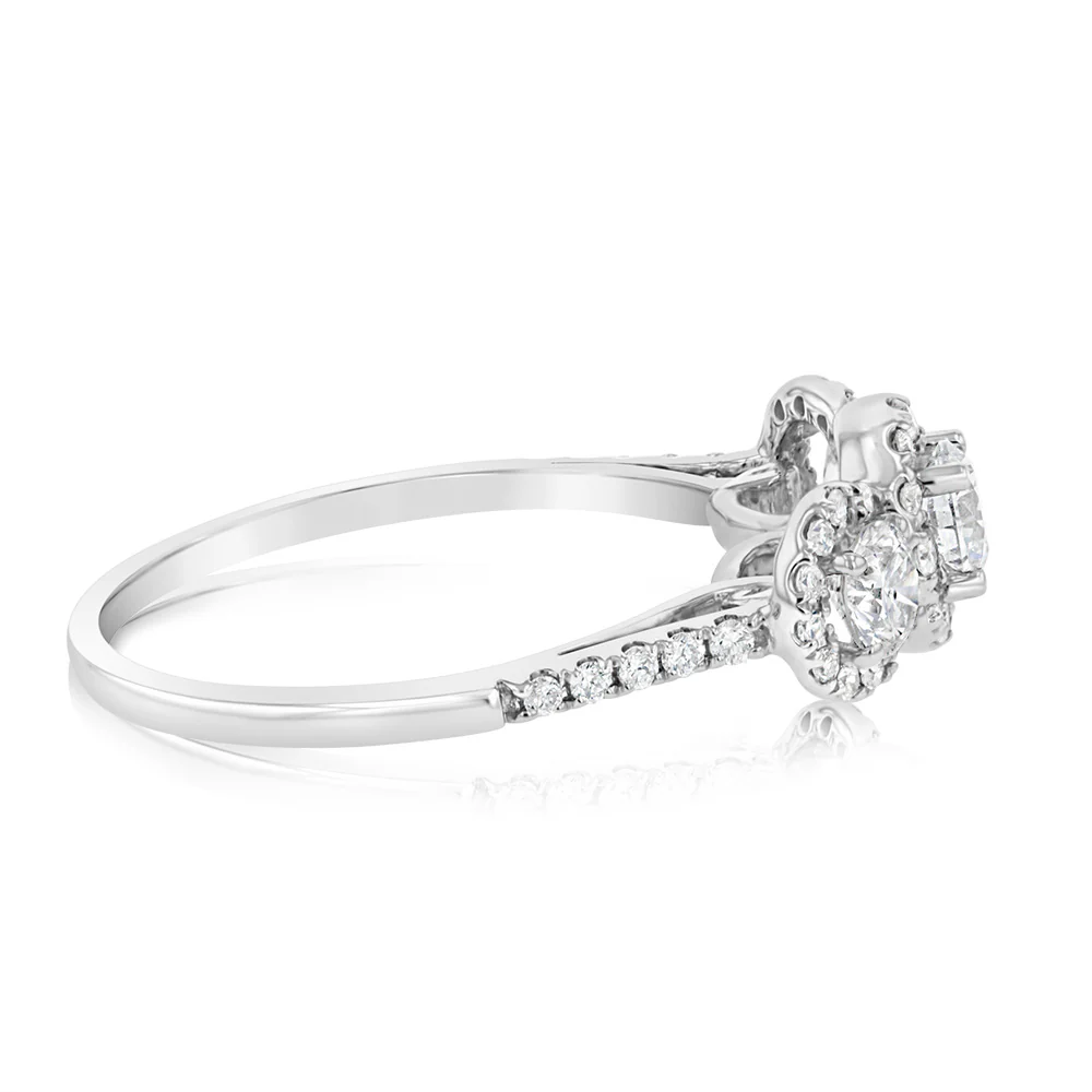 Luminesce Lab Grown 1 Carat Diamond Trilogy Ring in 14ct White Gold - Image 2