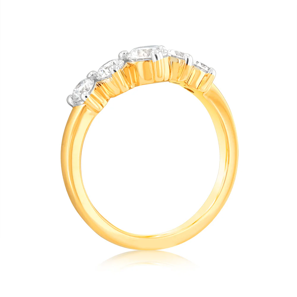 Luminesce Lab Grown 1 Carat Eternity Curve Diamond Ring in 18ct Yellow Gold - Image 3