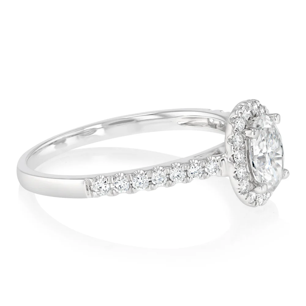 Luminesce Lab Grown 1 Carat Halo Oval Brilliant Cut Ring in 9ct White Gold - Image 2