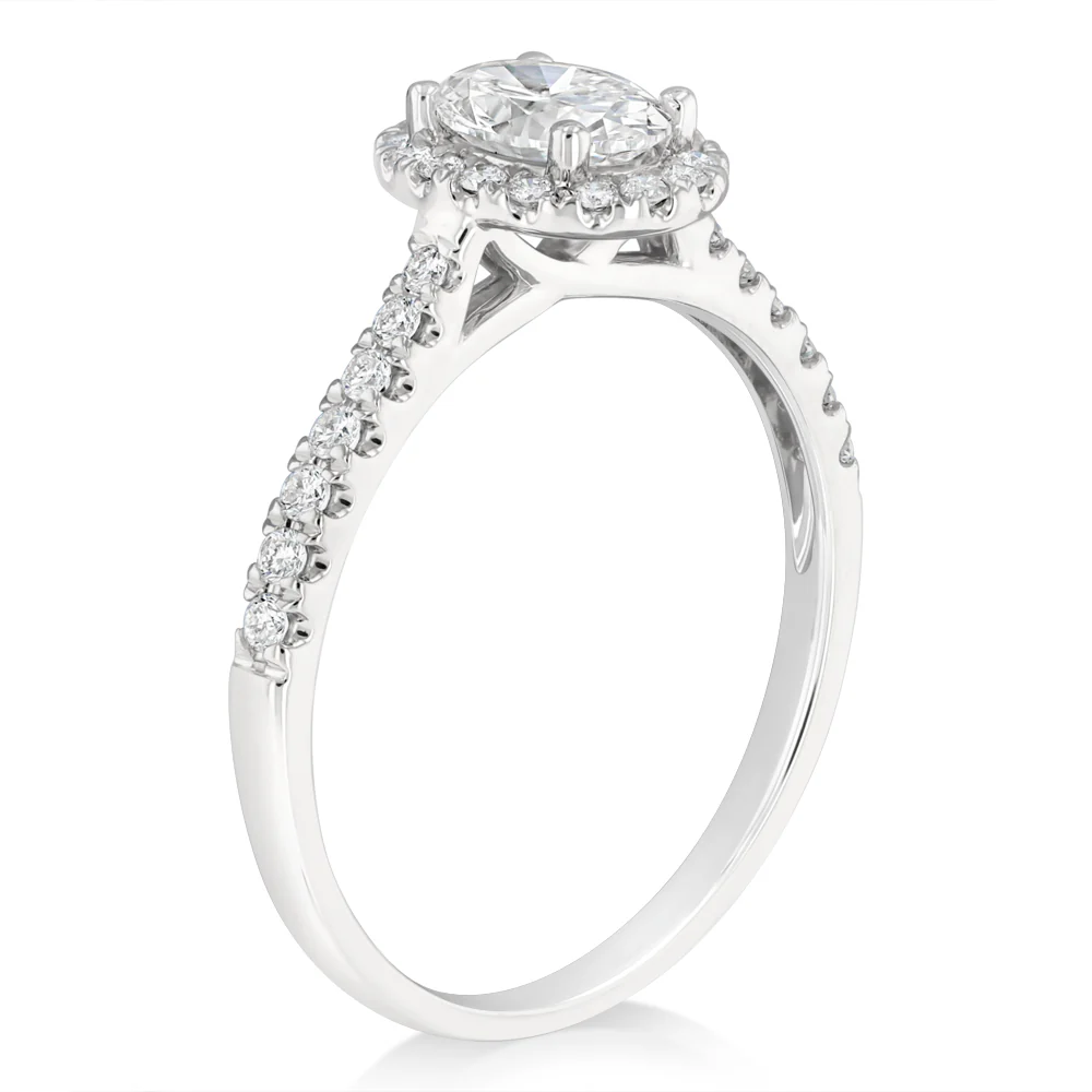 Luminesce Lab Grown 1 Carat Halo Oval Brilliant Cut Ring in 9ct White Gold - Image 3