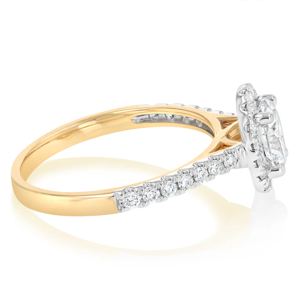 Luminesce Lab Grown 1 Carat Halo Oval Brilliant Cut Ring in 9ct Yellow Gold - Image 2