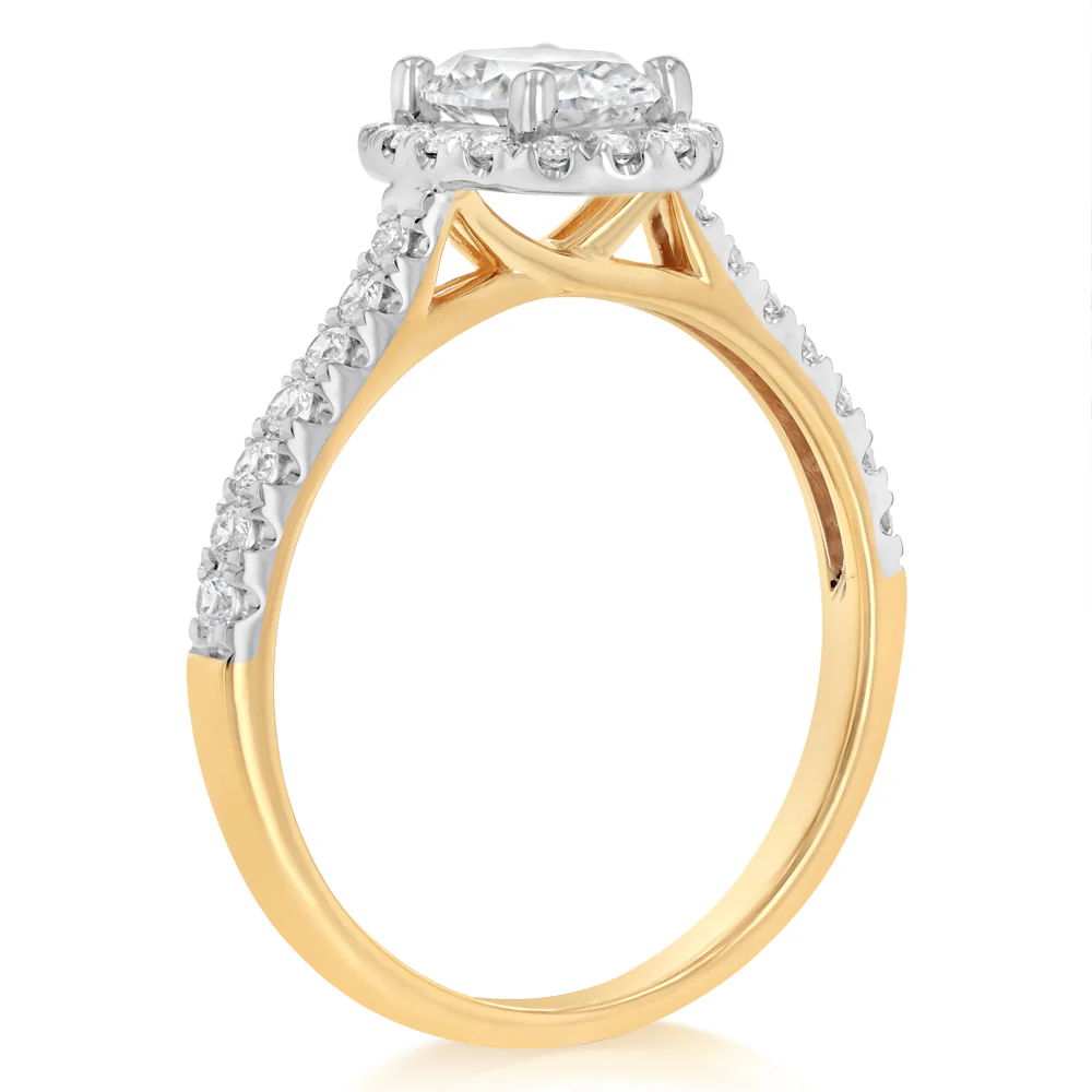 Luminesce Lab Grown 1 Carat Halo Oval Brilliant Cut Ring in 9ct Yellow Gold - Image 3
