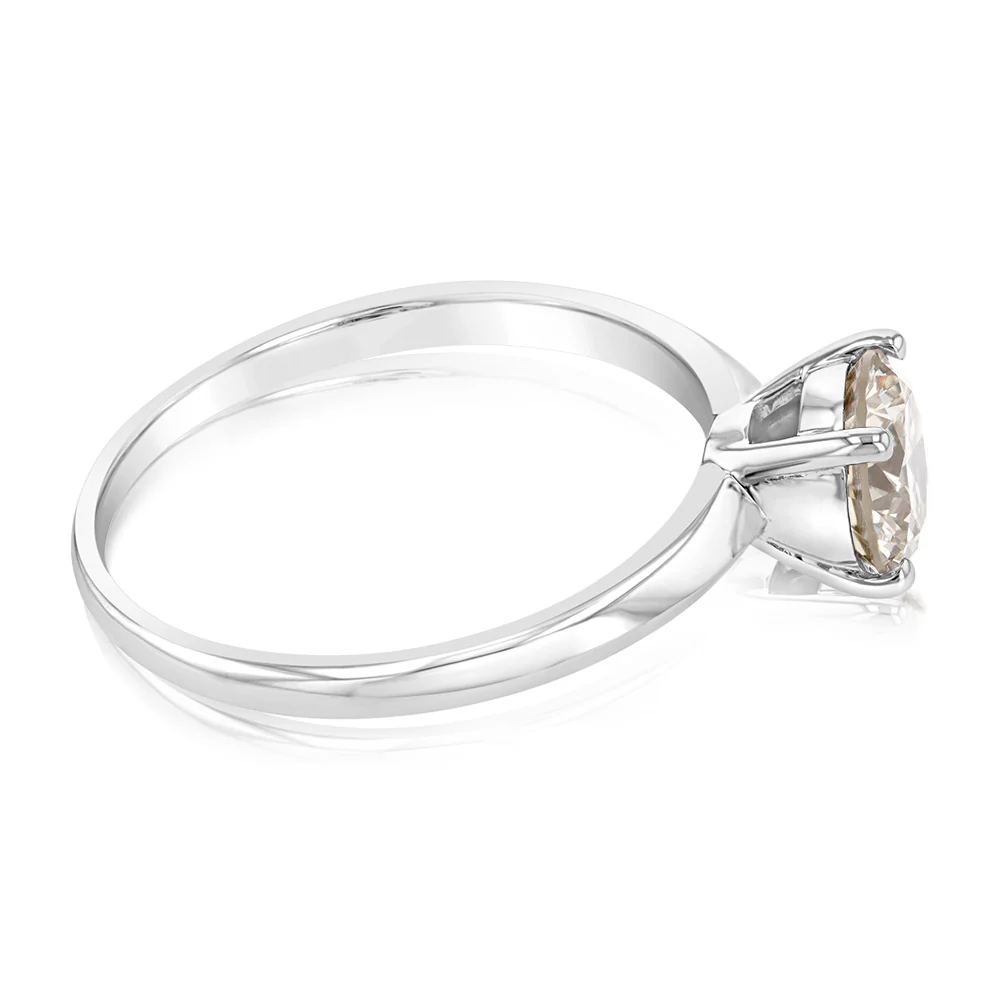 Luminesce Lab Grown 1 Carat Light Champagne Solitaire Diamond Ring in 14ct White Gold - Image 3