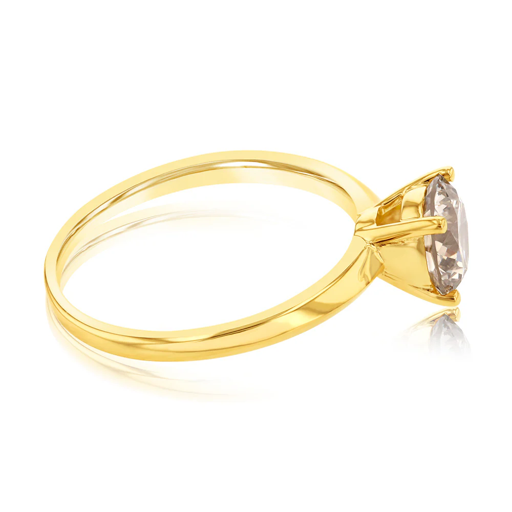 Luminesce Lab Grown 1 Carat Light Champagne Solitaire Diamond Ring in14ct Yellow Gold - Image 3