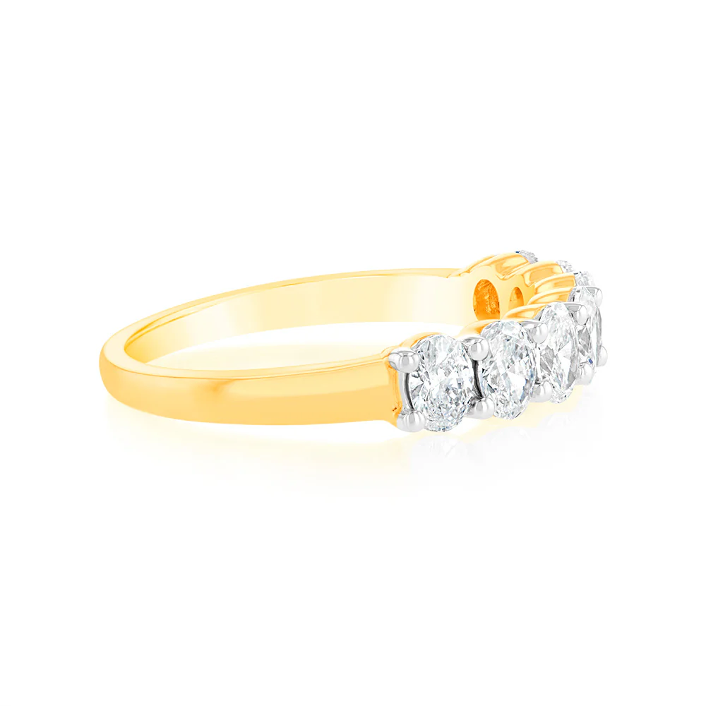 Luminesce Lab Grown 1 Carat Oval Diamond Eternity Ring in 18ct Yellow Gold - Image 2