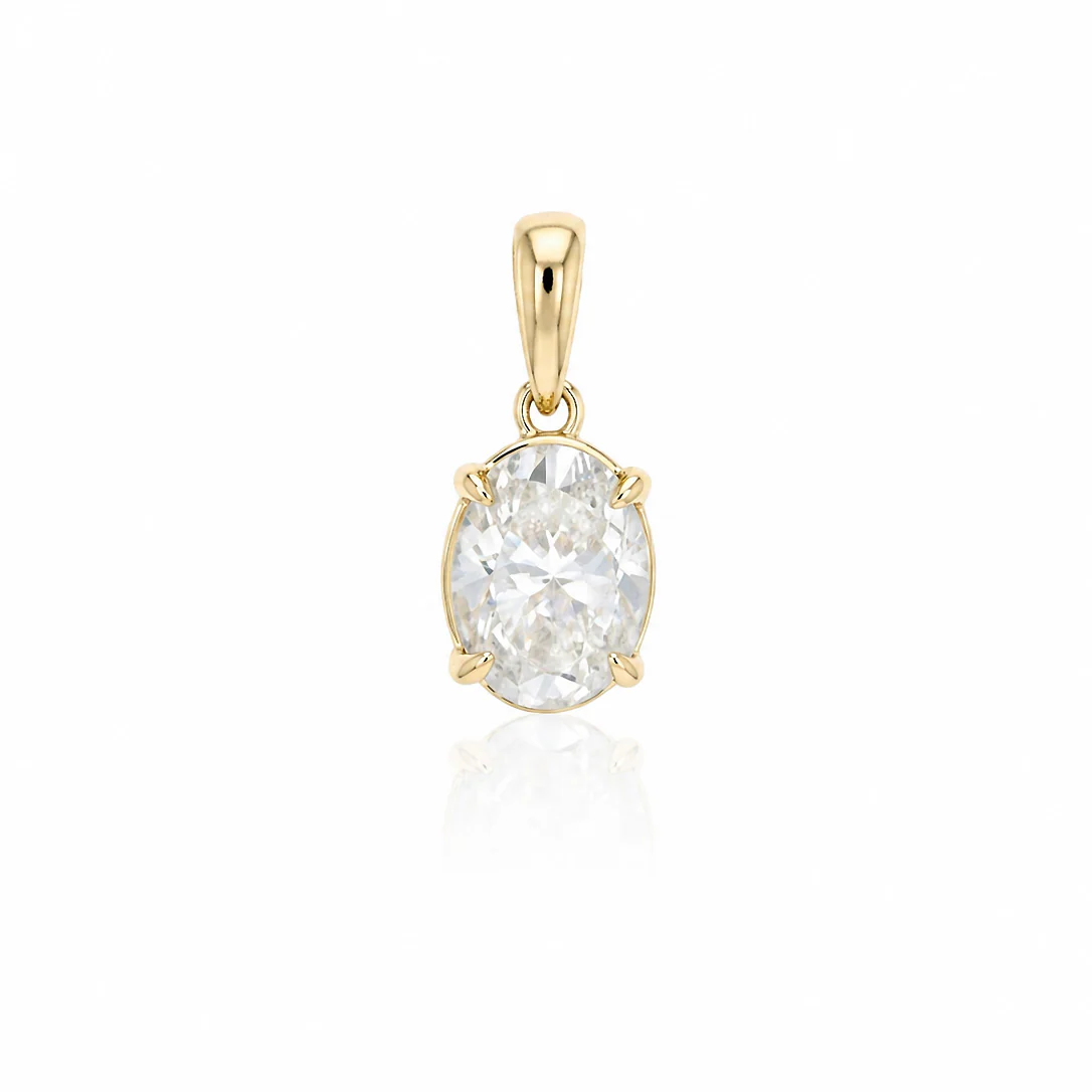 Luminesce Lab Grown 1 Carat Oval Diamond Solitaire Pendant in 9ct Yellow Gold - Image 2