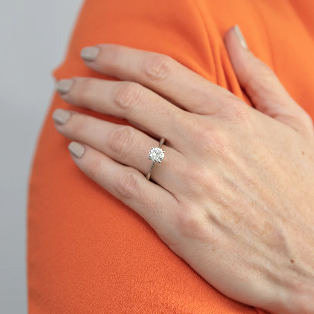 Luminesce Lab Grown 1 Carat Solitaire 4 Claw Ring in 14ct White Gold - Image 3