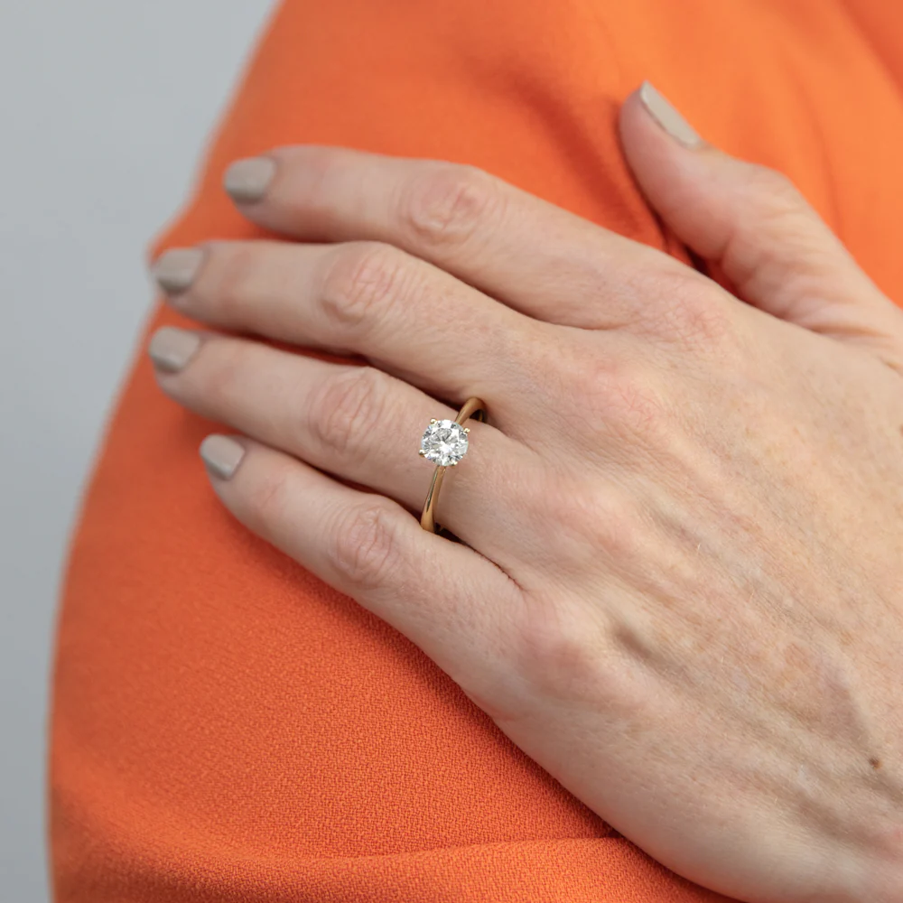 Luminesce Lab Grown 1 Carat Solitaire 4 Claw Ring in 14ct Yellow Gold - Image 3