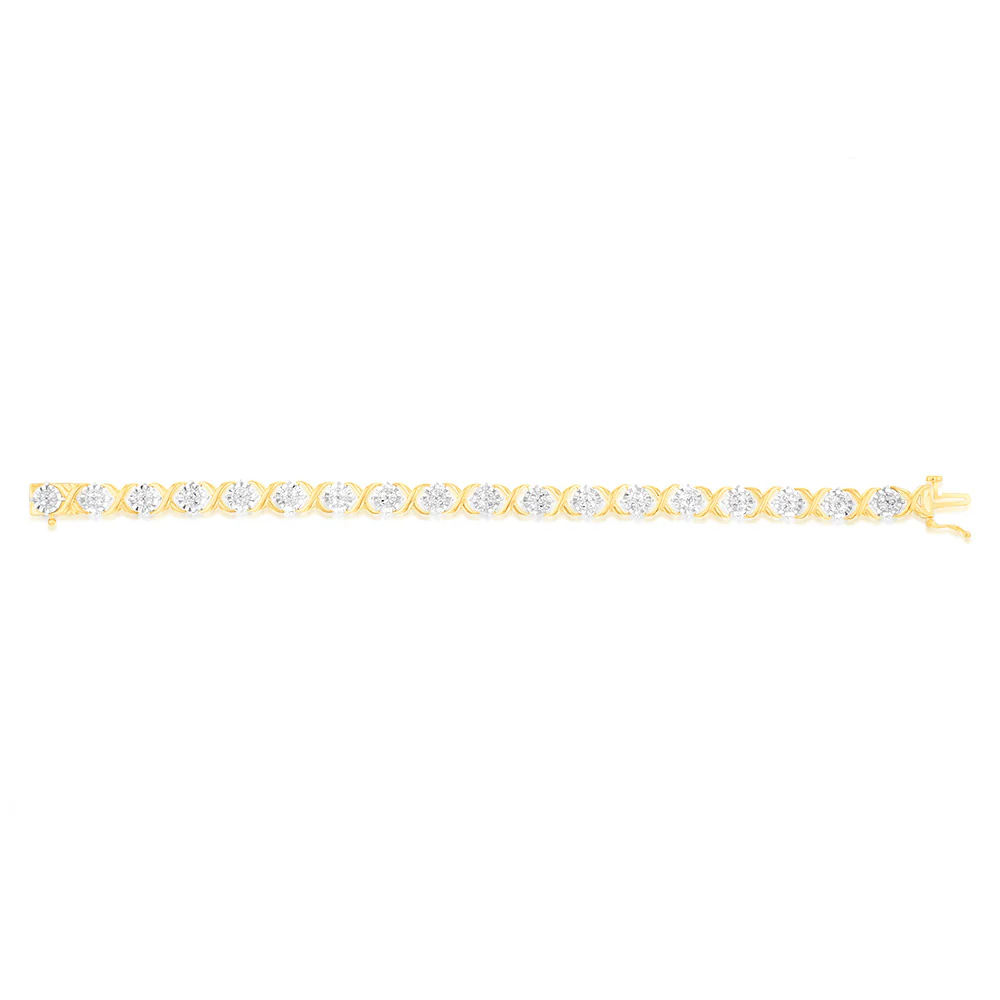 Luminesce Lab Grown 1 Carat Tennis Diamond Bracelet in Gold Plated Silver  17.5CM - Image 2