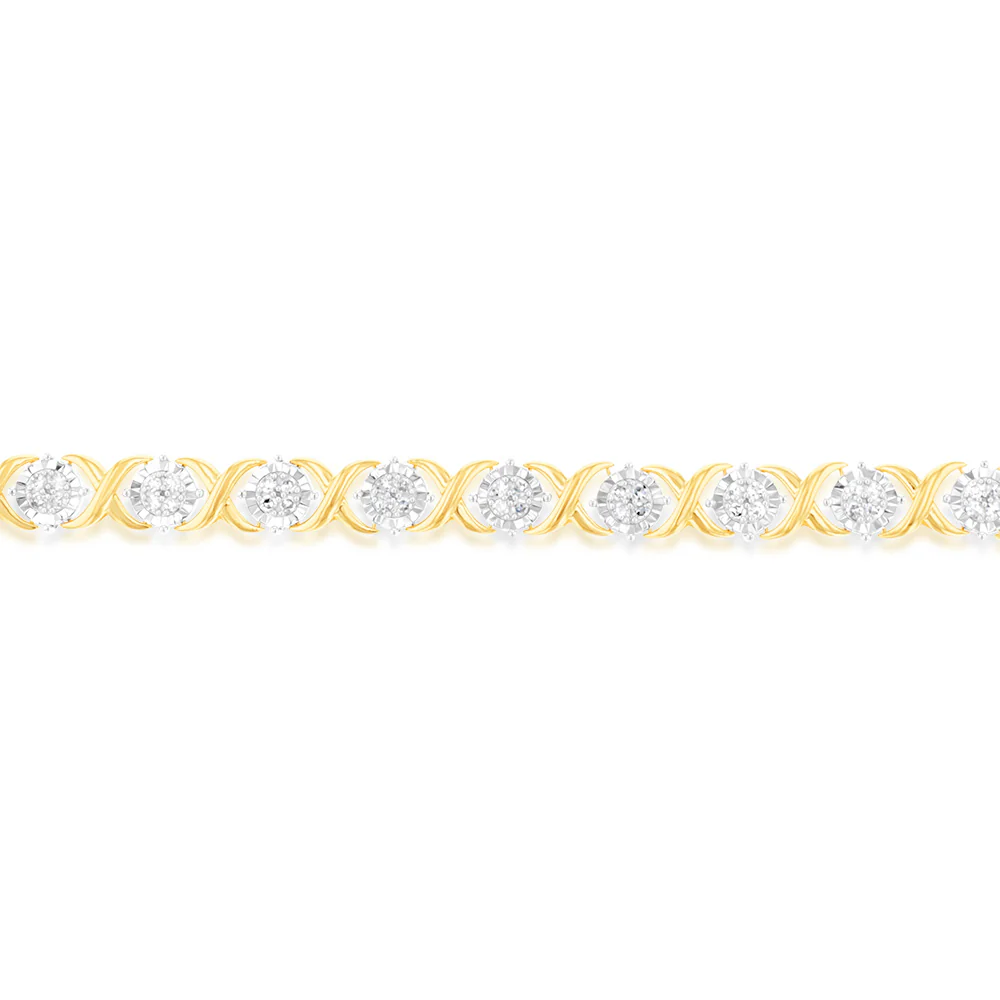 Luminesce Lab Grown 1 Carat Tennis Diamond Bracelet in Gold Plated Silver  17.5CM - Image 3