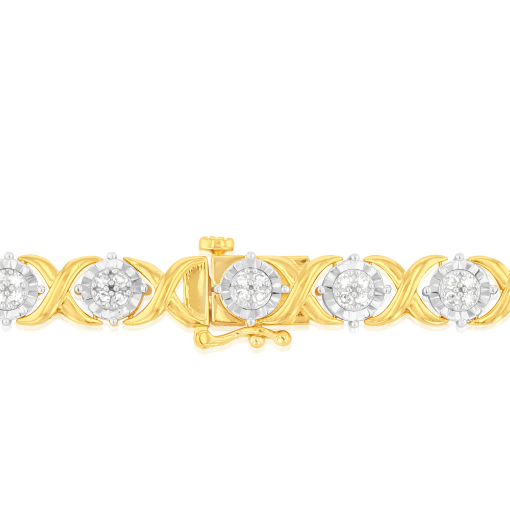 Luminesce Lab Grown 1 Carat Tennis Diamond Bracelet in Gold Plated Silver  17.5CM - Image 4