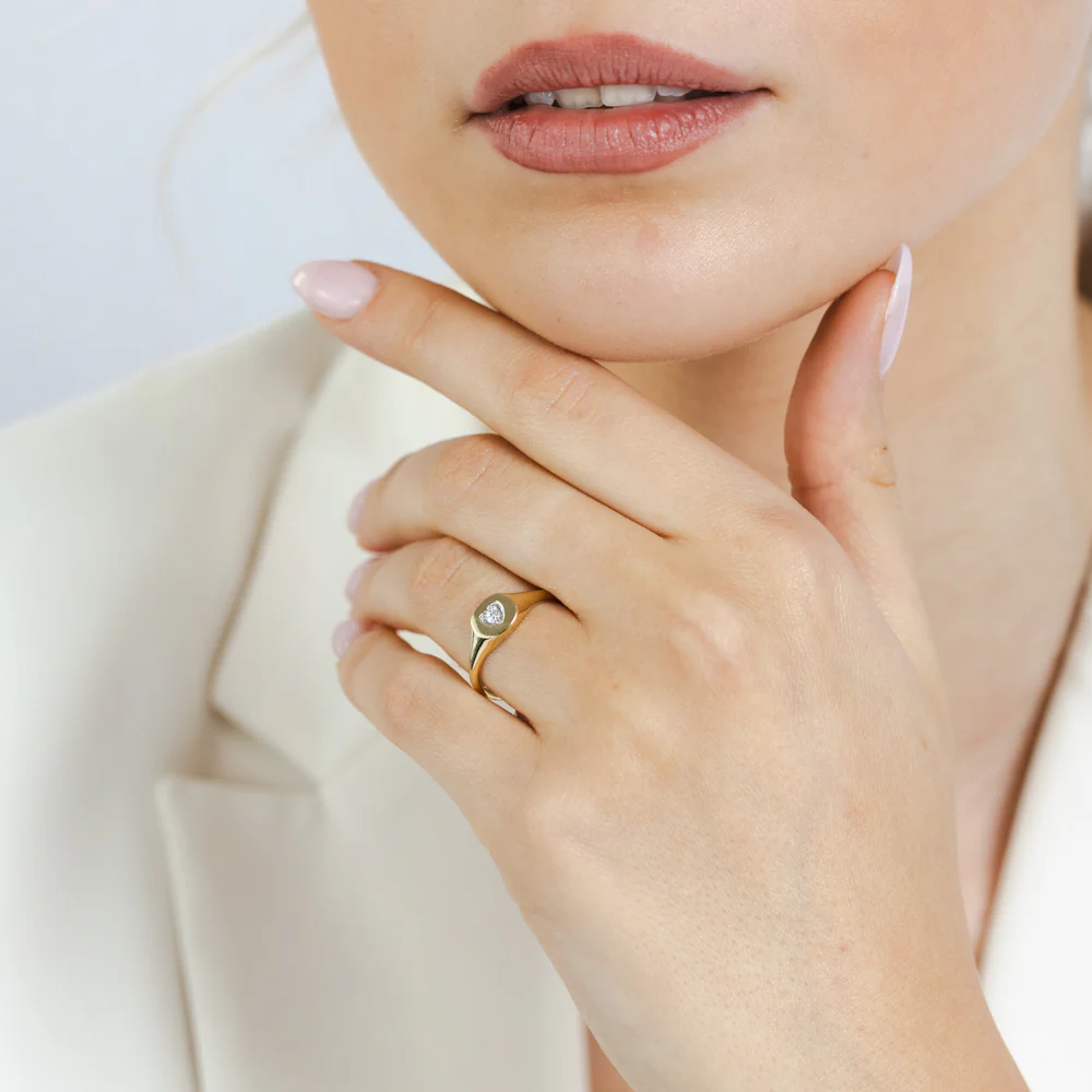 Luminesce Lab Grown 1 Diamond Heart Ring in 9ct Yellow Gold - Image 3