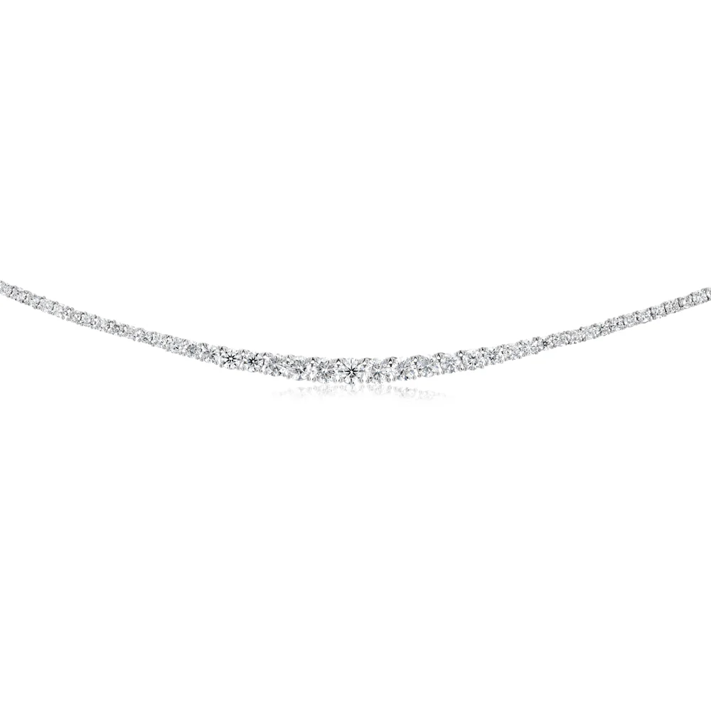 Luminesce Lab Grown 10 Carat Diamond Tennis Necklace in 9ct White Gold - Image 2