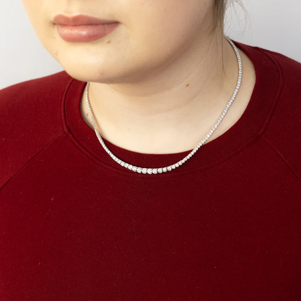 Luminesce Lab Grown 10 Carat Diamond Tennis Necklace in 9ct White Gold - Image 3