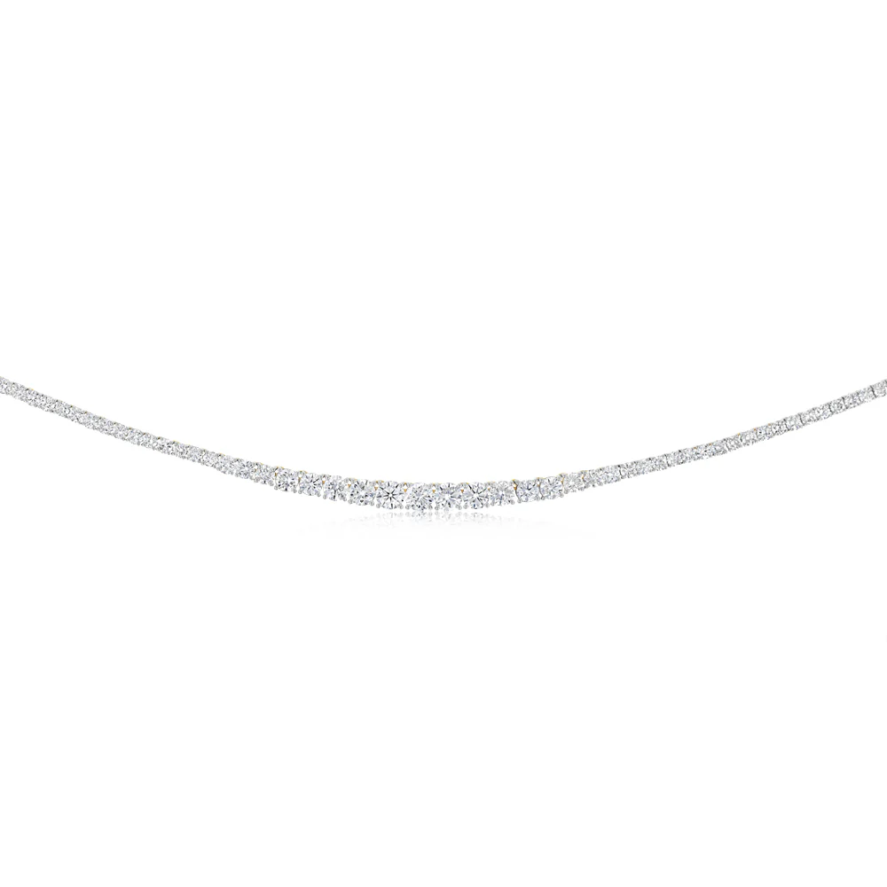 Luminesce Lab Grown 10 Carats Diamond Tennis Necklace in 9ct Yellow Gold - Image 2