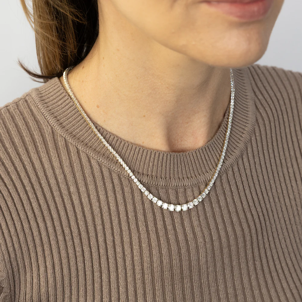 Luminesce Lab Grown 10 Carats Diamond Tennis Necklace in 9ct Yellow Gold - Image 4