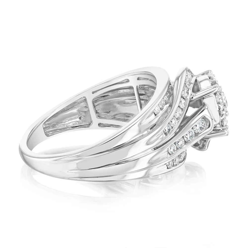 Luminesce Lab Grown 10ct White Gold 1 Carat Diamond Cluster Ring - Image 2