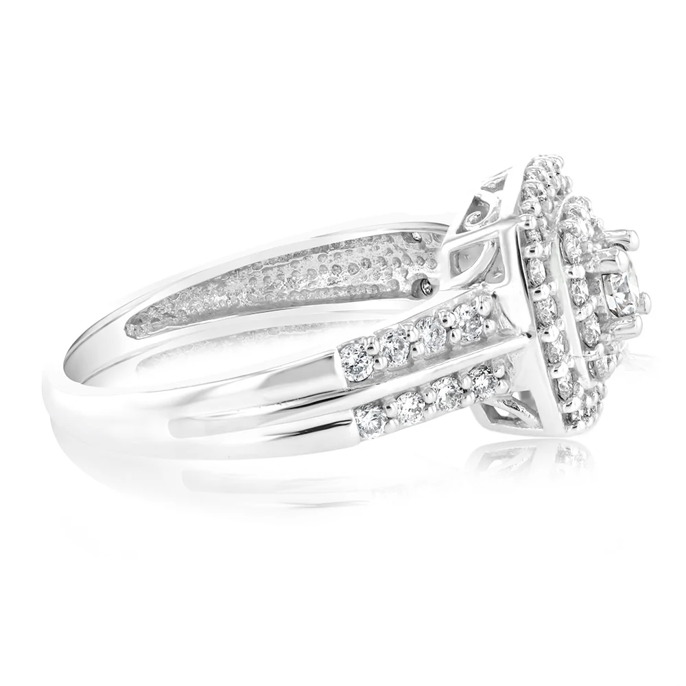 Luminesce Lab Grown 10ct White Gold 3/4 Carat Cushion Shaped Ring - Image 2