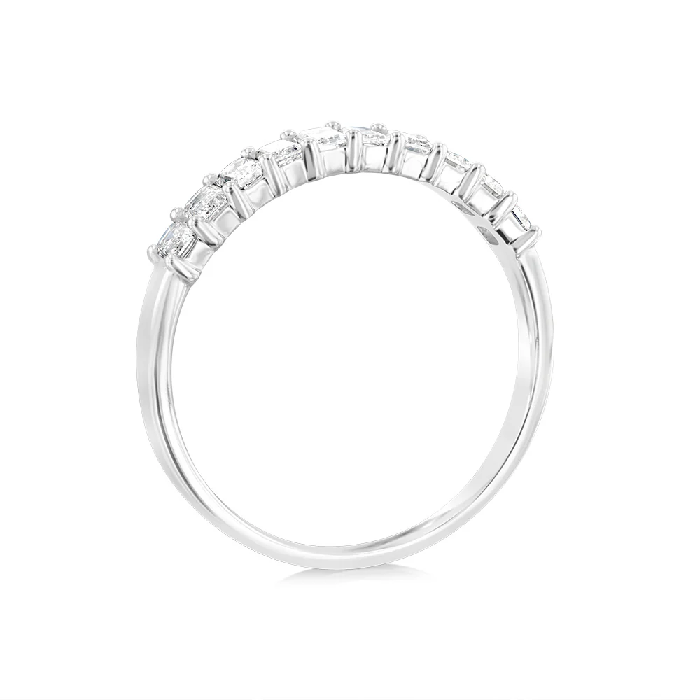 Luminesce Lab Grown 10ct White Gold Eternity Emerald Cut Shaped Ring in 1 Carat Diamond - Image 2