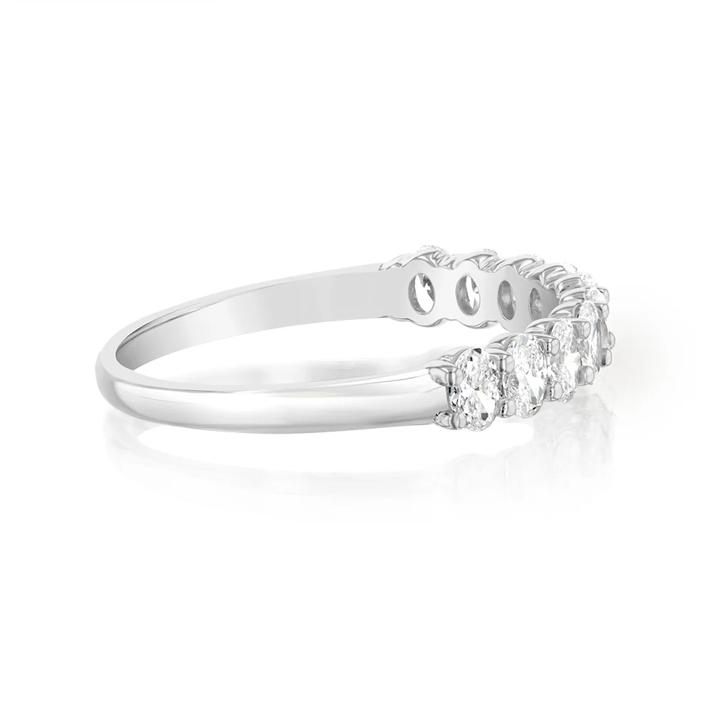 Luminesce Lab Grown 10ct White Gold Eternity Oval Cut Shaped Ring in 1 Carat Diamond - Image 2