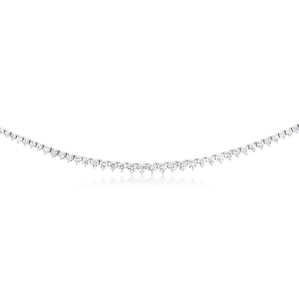 Luminesce Lab Grown 10ct White Gold Tennis Necklace in 3Carat Diamond - Image 2