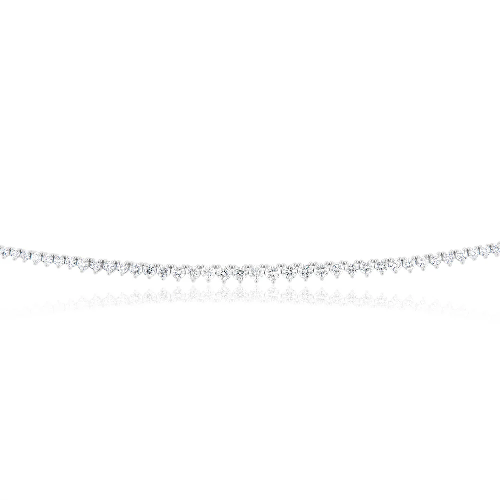 Luminesce Lab Grown 10ct White Gold Tennis Necklace in 3Carat Diamond - Image 3