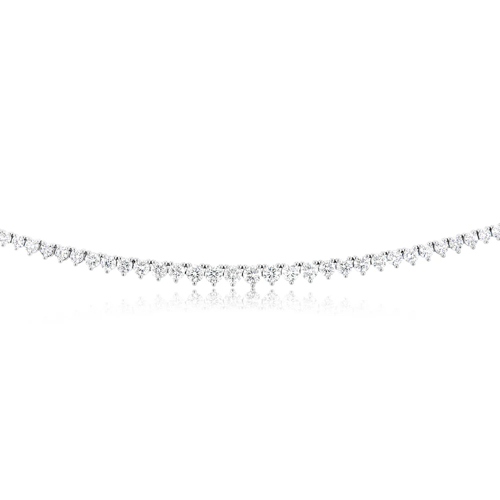 Luminesce Lab Grown 10ct White Gold Tennis Necklace in 3Carat Diamond - Image 4
