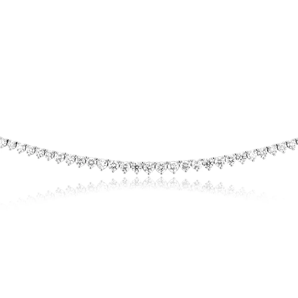 Luminesce Lab Grown 10ct White Gold Tennis Necklace in 5 Carat Diamond - Image 2