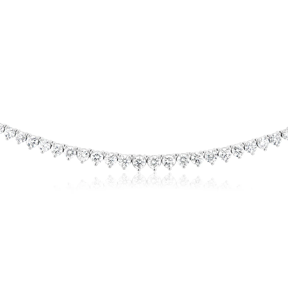 Luminesce Lab Grown 10ct White Gold Tennis Necklace in 5 Carat Diamond - Image 3
