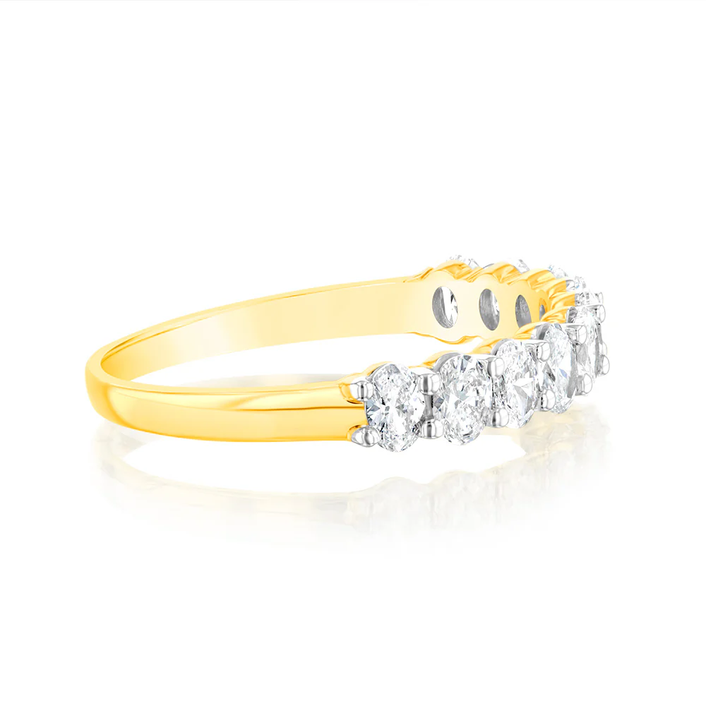 Luminesce Lab Grown 10ct Yellow Gold Eternity Oval Cut Shaped Ring in 1 Carat Diamond - Image 2