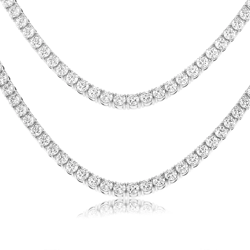 Luminesce Lab Grown 12 Carats Diamond Tennis Necklace in 9ct White Gold - Image 2