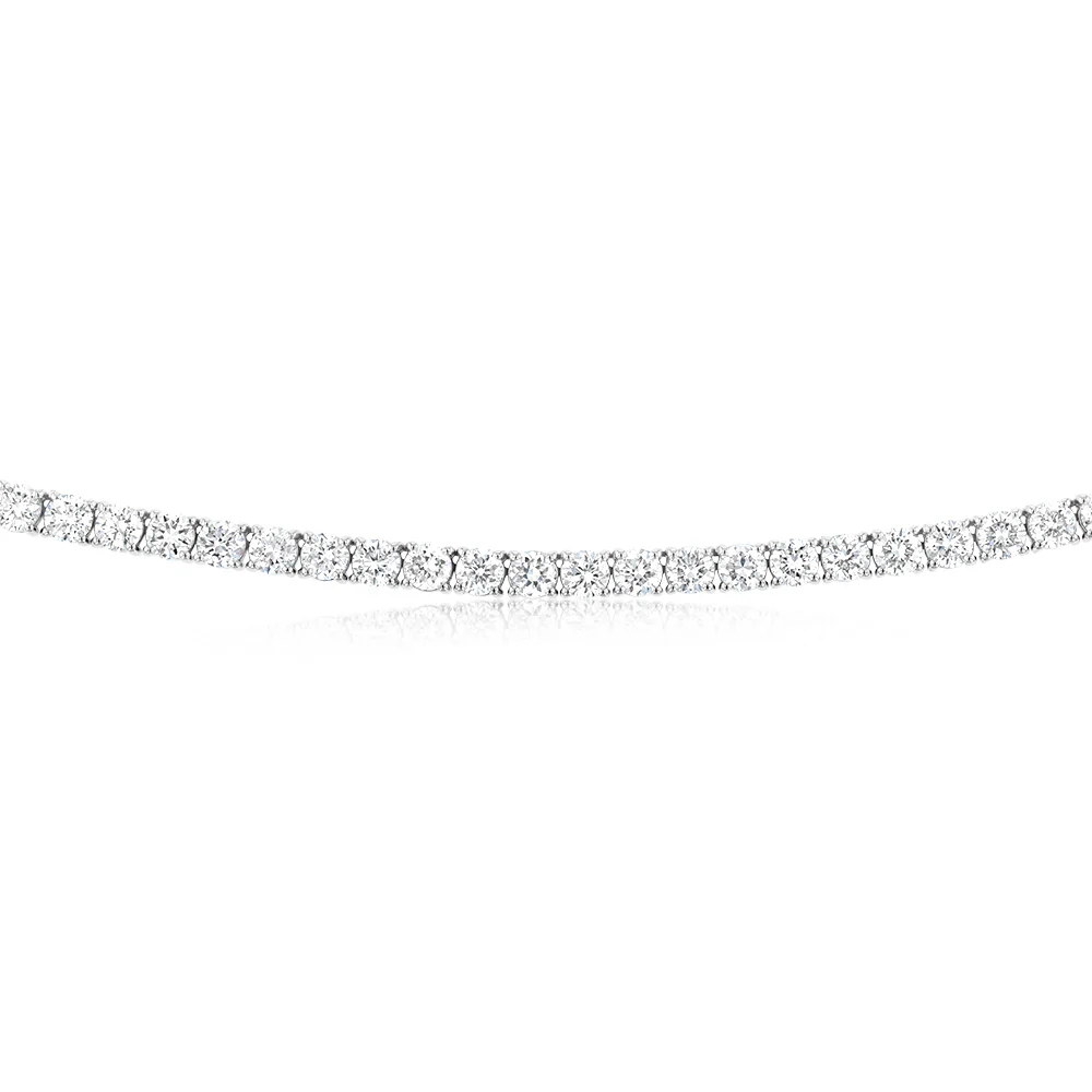 Luminesce Lab Grown 12 Carats Diamond Tennis Necklace in 9ct White Gold - Image 3