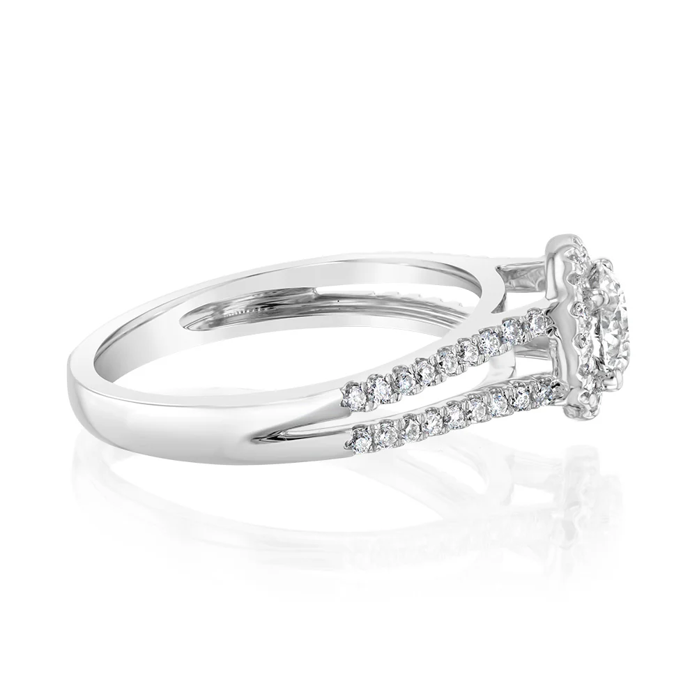 Luminesce Lab Grown 14ct White Gold 1 Carat Diamond Split Shank Ring - Image 2
