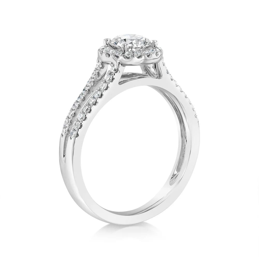 Luminesce Lab Grown 14ct White Gold 1 Carat Diamond Split Shank Ring - Image 3