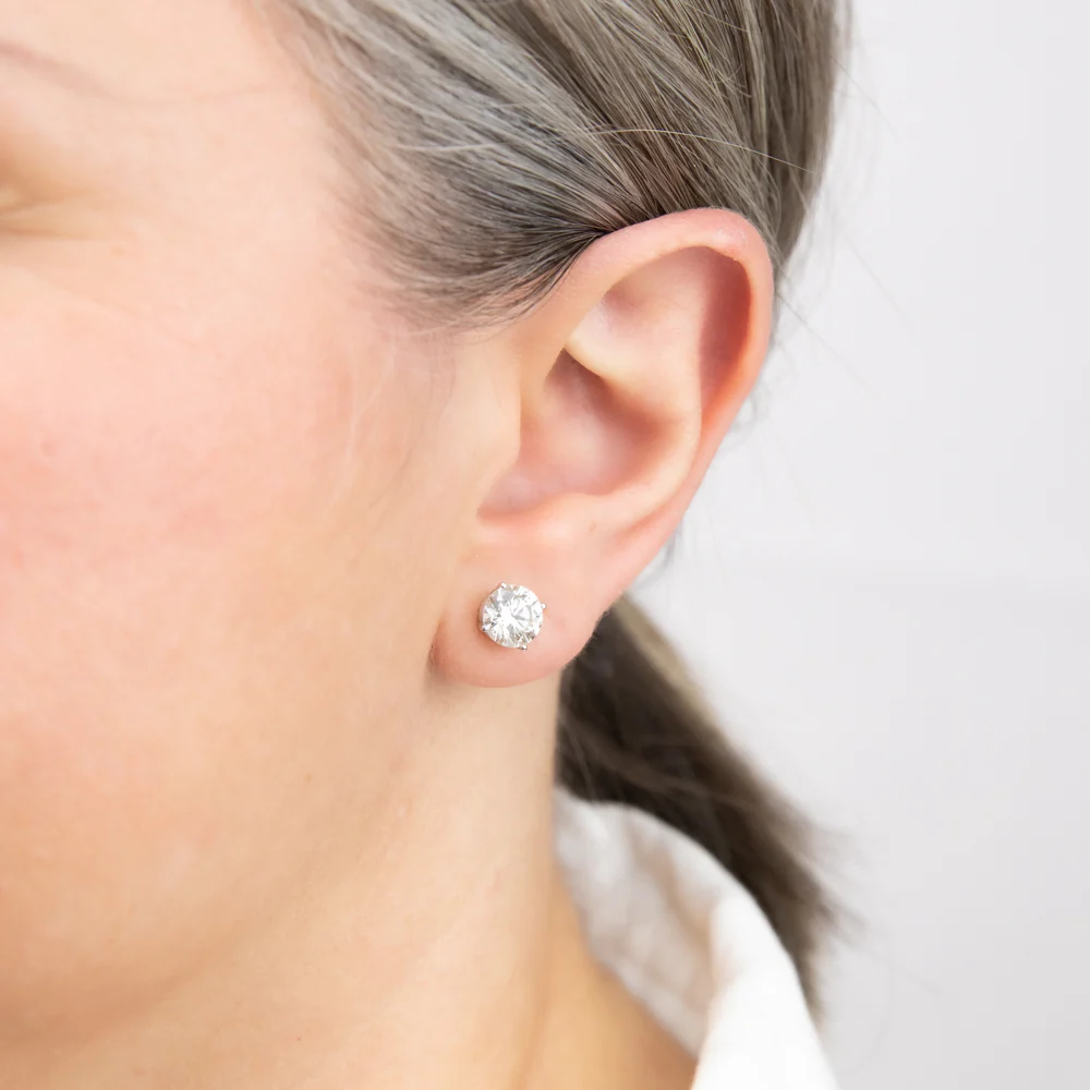Luminesce Lab Grown 14ct White Gold 3 Carat Diamond Stud Earrings - Image 2