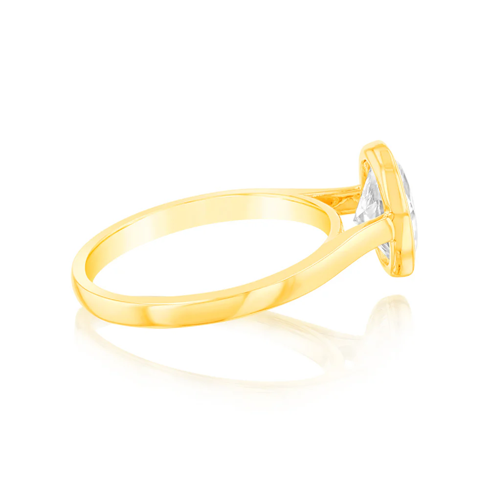Luminesce Lab Grown 14ct Yellow Gold 1.5Carat Oval Cut Diamond Ring in Bezel Set - Image 2