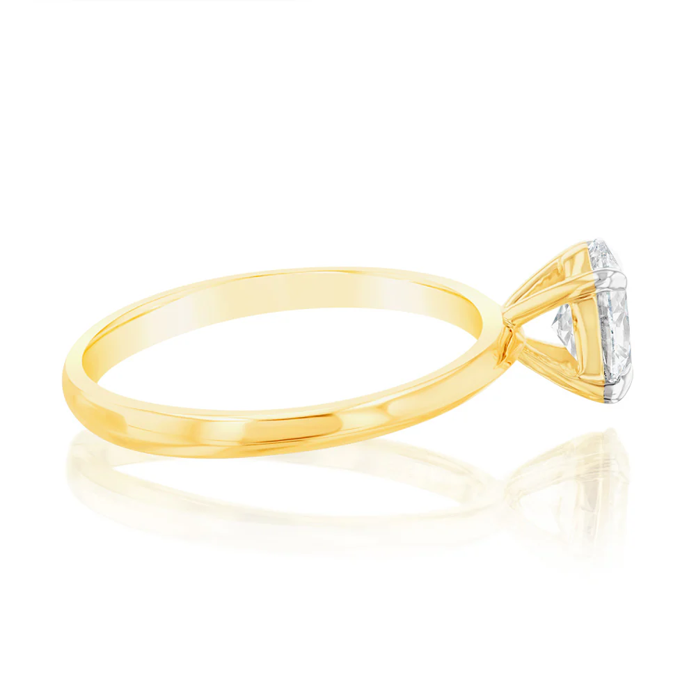 Luminesce Lab Grown 14ct Yellow Gold 1 Carat Oval Certified Solitaire Ring - Image 2