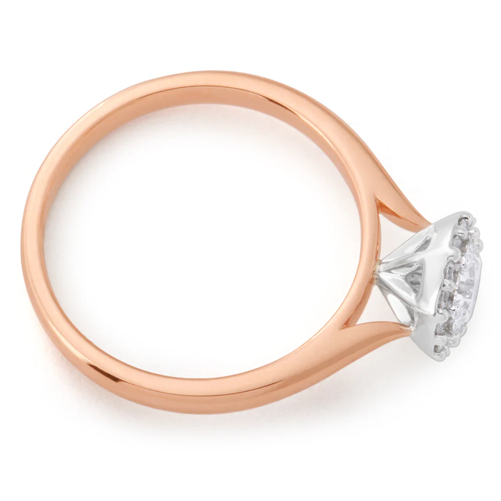 Luminesce Lab Grown 18ct Rose Gold 0.60 Carat Diamond Halo Ring - Image 2