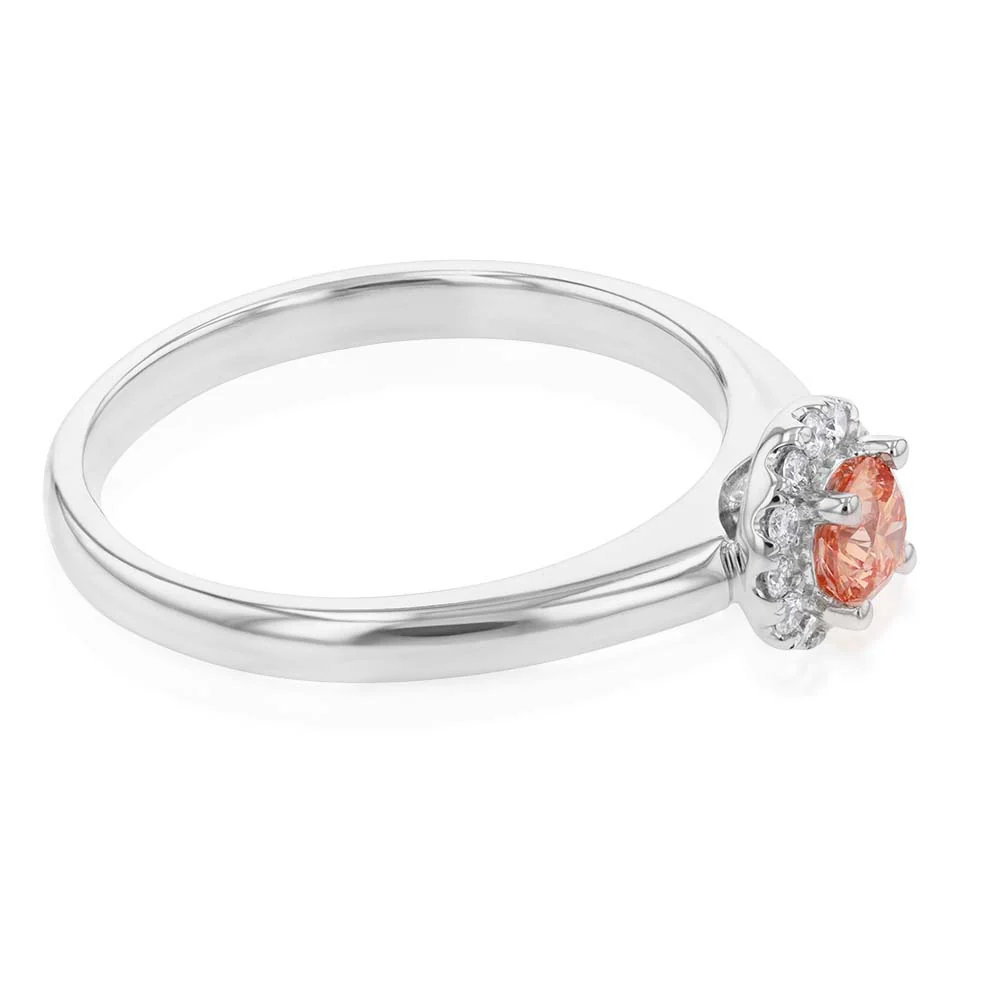 Luminesce Lab Grown 18ct White Gold 0.40 Carat Diamond Ring With Pink Centre Diamond - Image 2