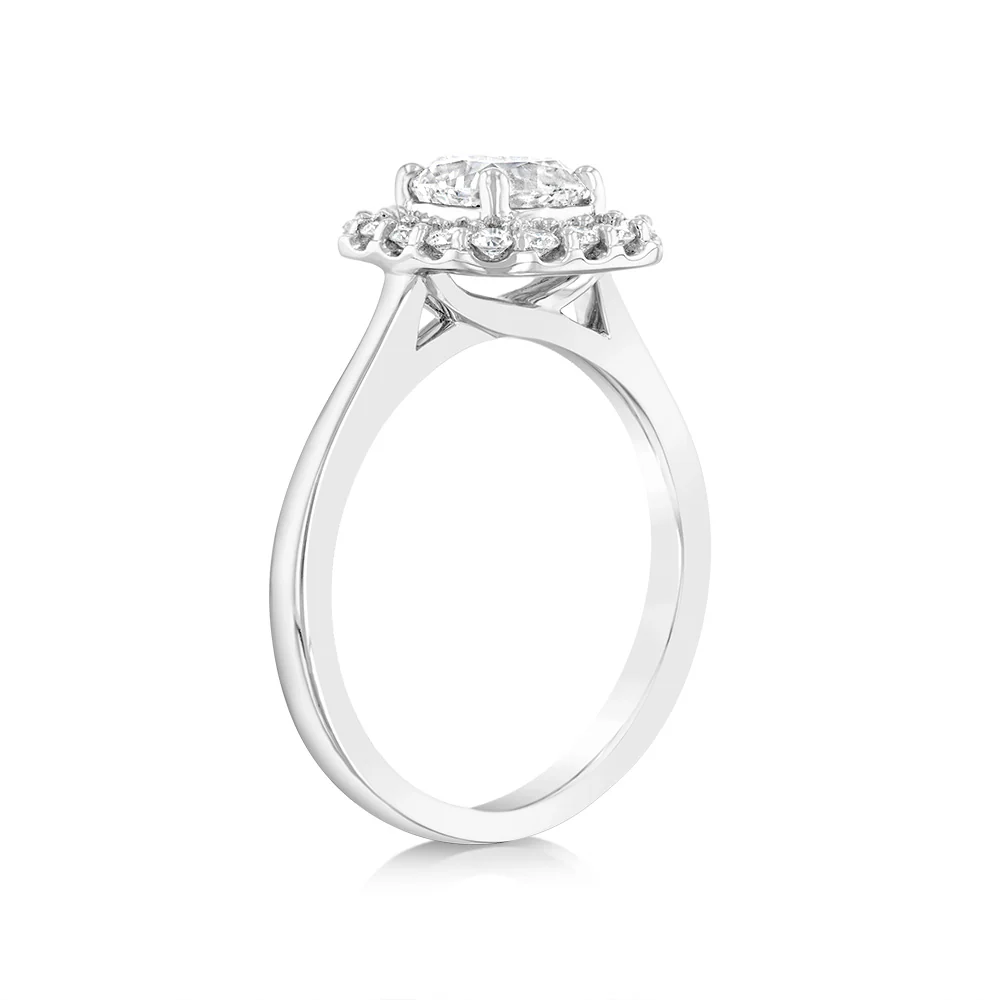 Luminesce Lab Grown 18ct White Gold 1.3 Carat Diamond Cushion Ring - Image 3