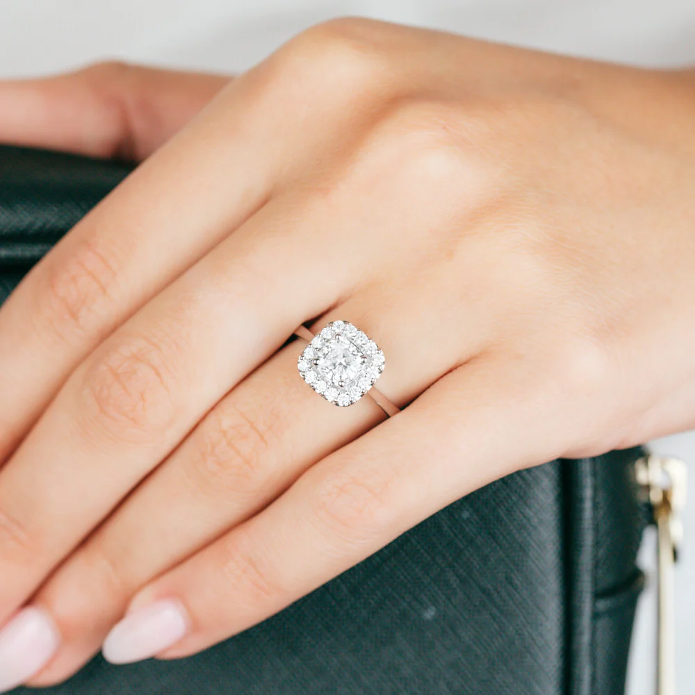 Luminesce Lab Grown 18ct White Gold 1.3 Carat Diamond Cushion Ring - Image 4