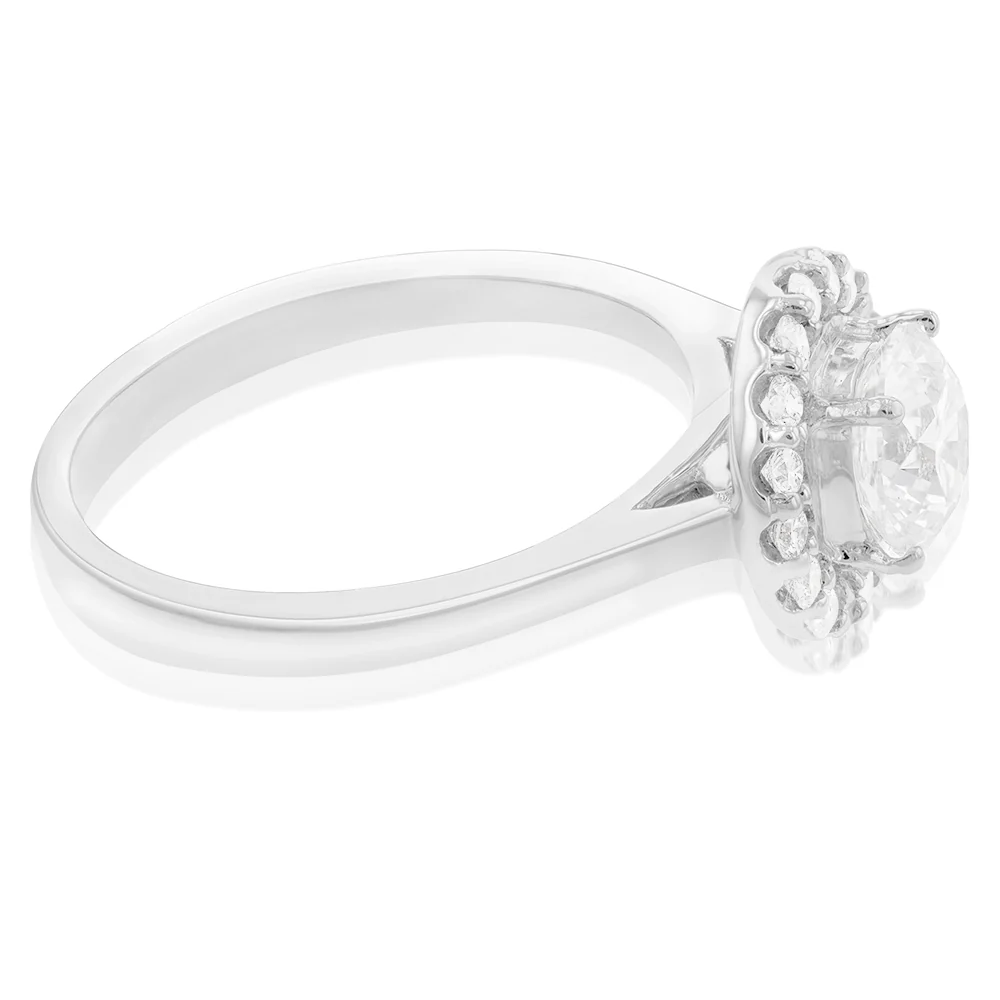 Luminesce Lab Grown 18ct White Gold 1.3 Carat Diamond Halo Ring - Image 2