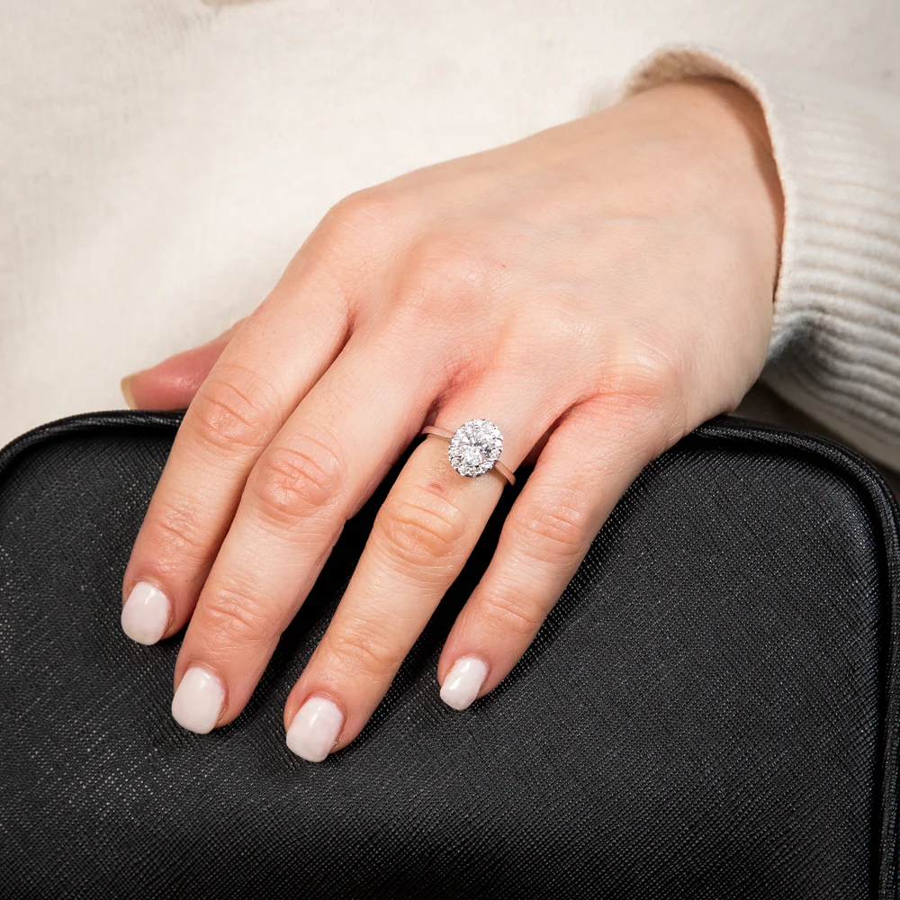 Luminesce Lab Grown 18ct White Gold 1.3 Carat Diamond Oval Halo Ring - Image 2
