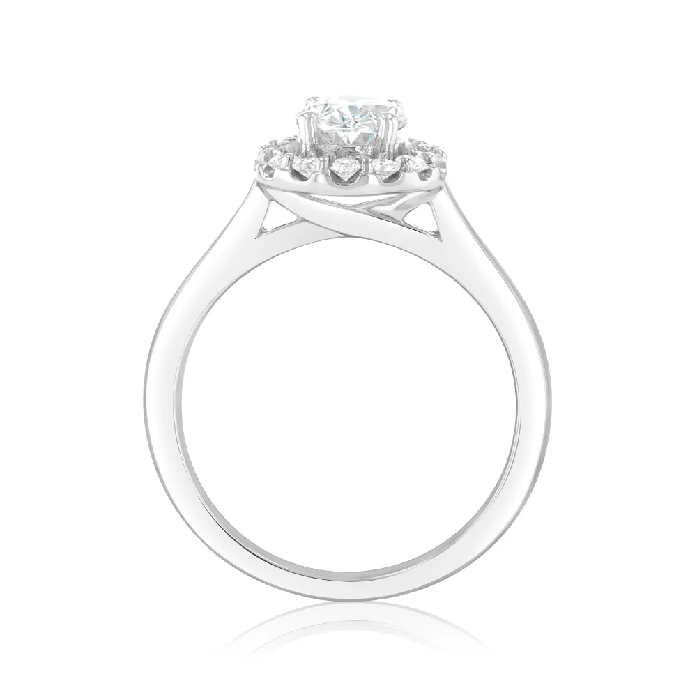 Luminesce Lab Grown 18ct White Gold 1.3 Carat Diamond Oval Halo Ring - Image 5
