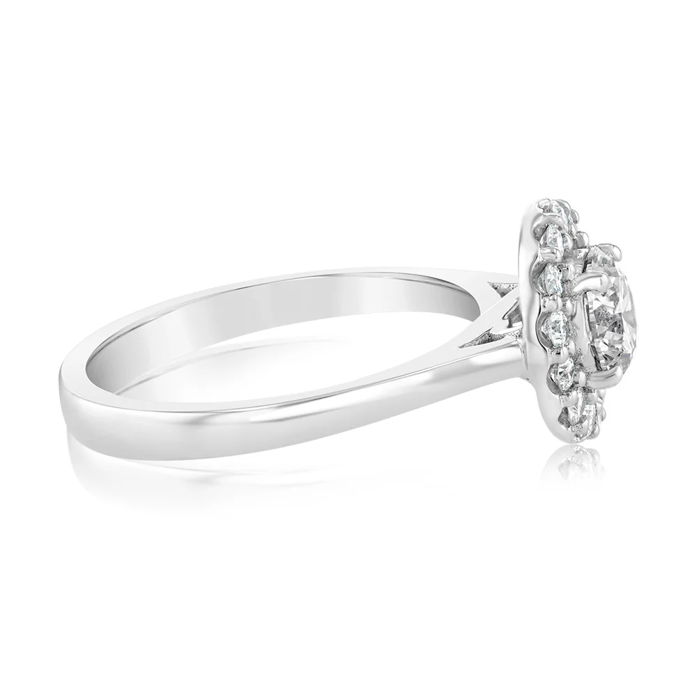 Luminesce Lab Grown 18ct White Gold 1 Carat Diamond Brilliant Halo Ring - Image 2