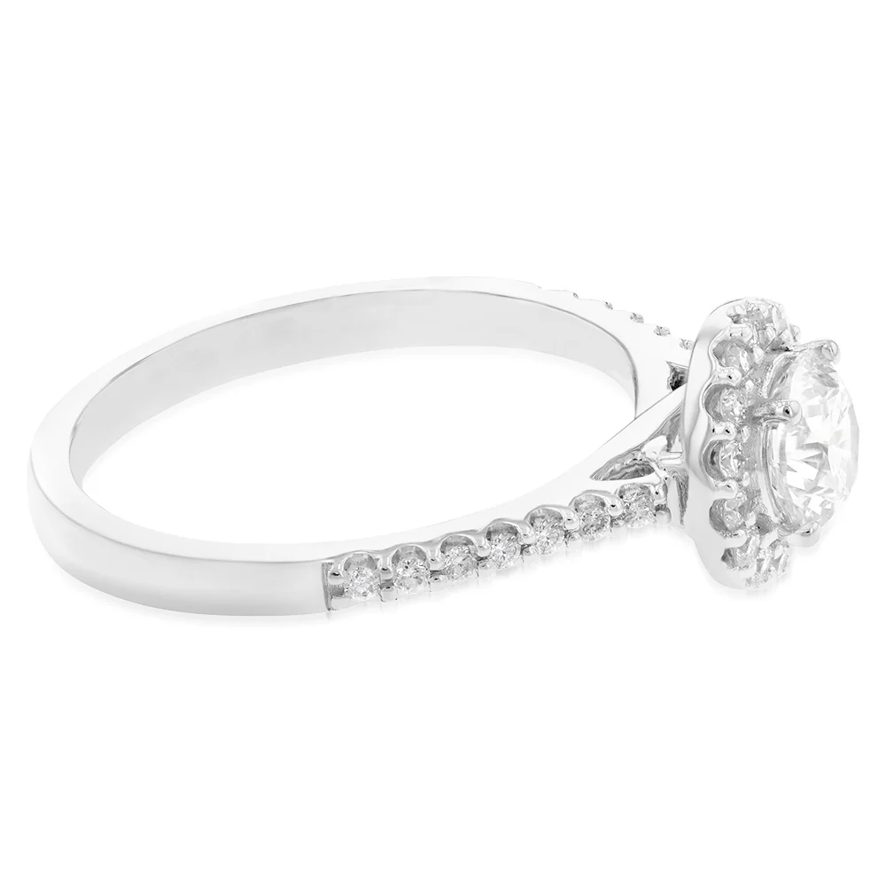 Luminesce Lab Grown 18ct White Gold 1 Carat Diamond Halo Ring - Image 2