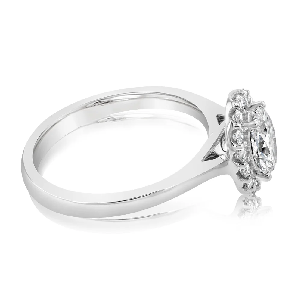 Luminesce Lab Grown 18ct White Gold 1 Carat Diamond Oval Halo Ring - Image 2