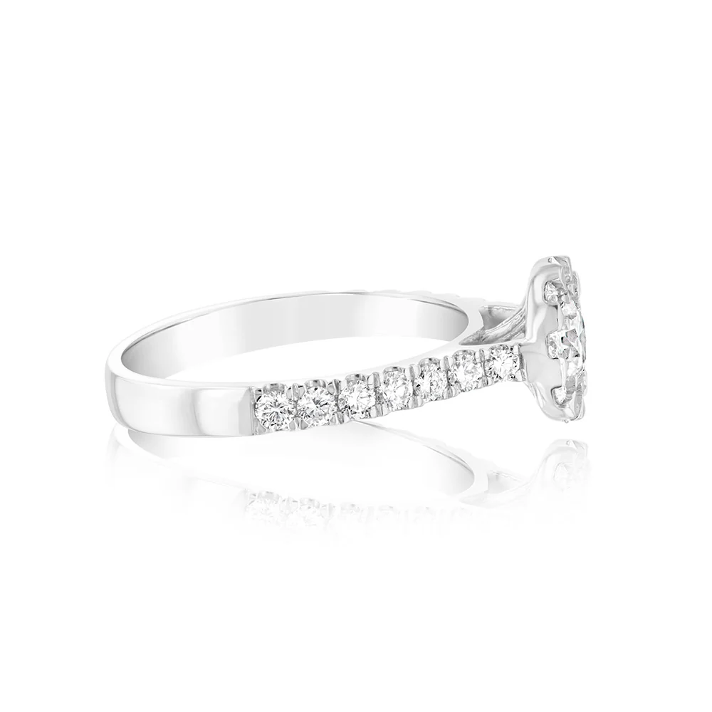 Luminesce Lab Grown 18ct White Gold 1 Carat Solitaire Fancy Diamond Ring - Image 2