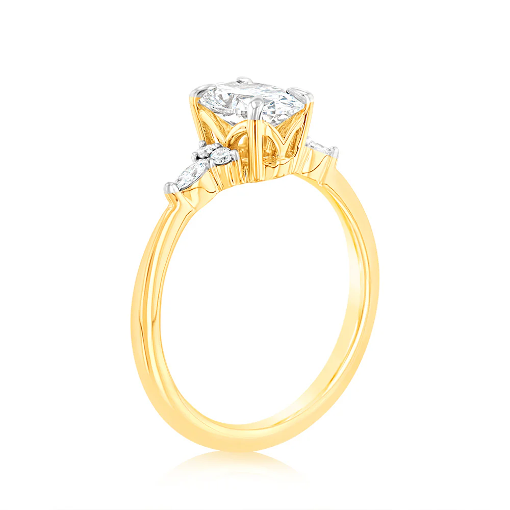 Luminesce Lab Grown 18ct Yellow Gold 1.10 Carat Diamond Solitaire Ring with 1 Carat Oval Center Diamond - Image 3