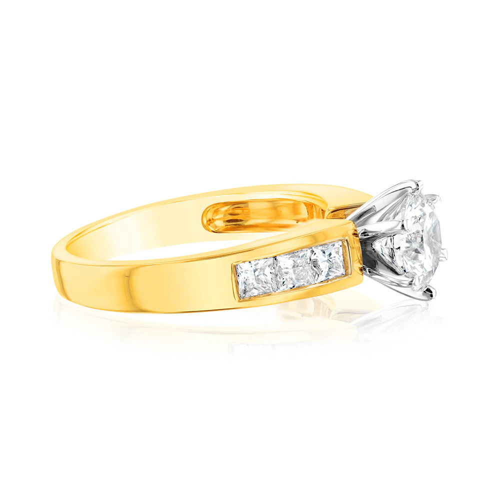 Luminesce Lab Grown 18ct Yellow Gold 1.5 Carat TW 1 Carat Centre Diamond Ring - Image 2